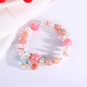 Buddha Stones Strawberry Quartz White Crystal Pink Crystal Butterfly Love Bracelet