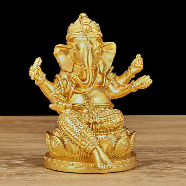 Buddha Stones Mini Small Ganesh Ganpati Elephant Meditation Statue Reflection Home Resin Decoration Decorations BS main