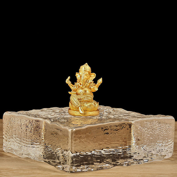 Buddha Stones Mini Small Ganesh Ganpati Elephant Meditation Statue Reflection Home Resin Decoration Decorations BS Golden Ganesh Mini Small 4.5*4*6cm