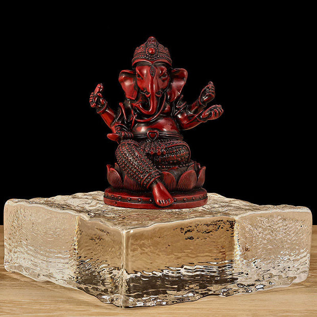 Buddha Stones Mini Small Ganesh Ganpati Elephant Meditation Statue Reflection Home Resin Decoration Decorations BS Red Ganesh Small 9*7.5*11cm