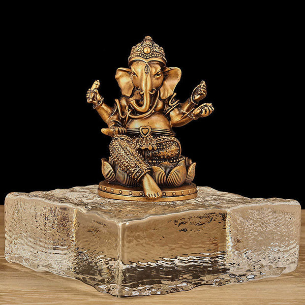 Buddha Stones Mini Small Ganesh Ganpati Elephant Meditation Statue Reflection Home Resin Decoration Decorations BS Bronze Ganesh Small 9*7.5*11cm