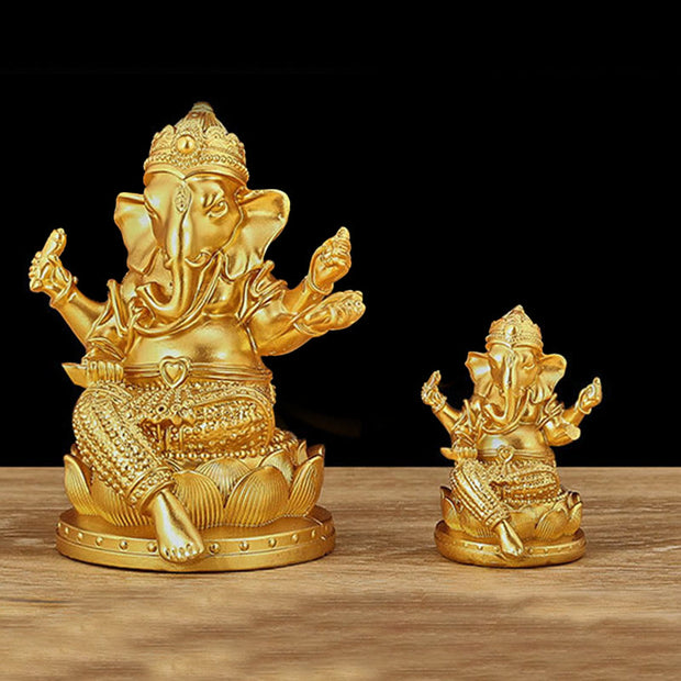 Buddha Stones Mini Small Ganesh Ganpati Elephant Meditation Statue Reflection Home Resin Decoration