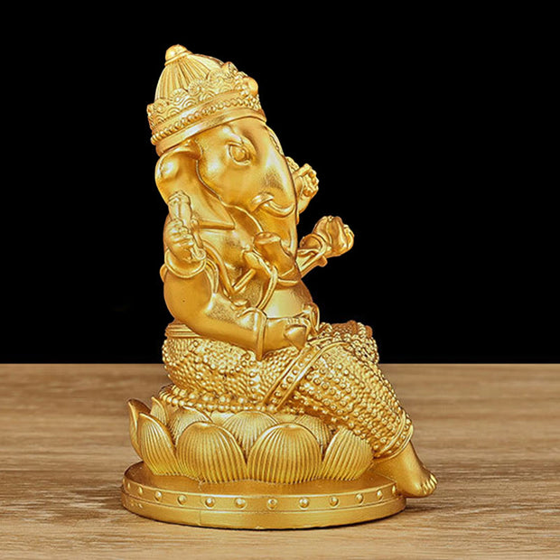 Buddha Stones Mini Small Ganesh Ganpati Elephant Meditation Statue Reflection Home Resin Decoration Decorations BS 4