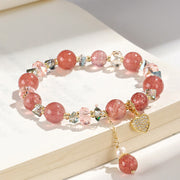 FREE Today: Healing Positive Strawberry Quartz White Crystal Pearl Heart Bracelet