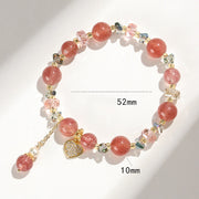 Buddha Stones Strawberry Quartz White Crystal Pearl Liuli Heart Healing Bracelet Bracelet BS 6