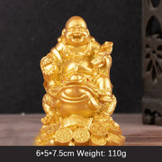 Buddha Stones Laughing Buddha Feng Shui Frog Toad Copper Coins Attract Wealth Resin Statue Home Decoration Decorations BS Golden Buddha Small 6*5*7.5cm