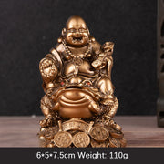 Buddha Stones Laughing Buddha Feng Shui Frog Toad Copper Coins Attract Wealth Resin Statue Home Decoration Decorations BS Bronze Buddha Small 6*5*7.5cm