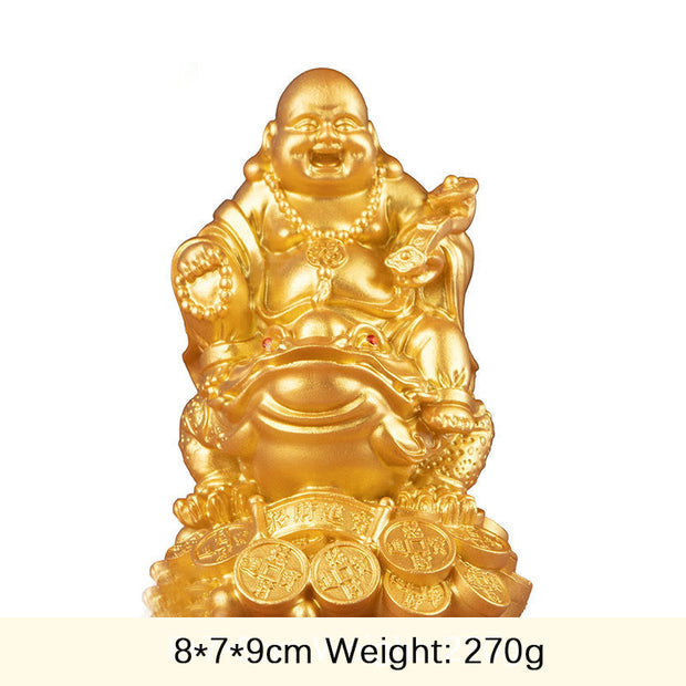 Buddha Stones Laughing Buddha Feng Shui Frog Toad Copper Coins Attract Wealth Resin Statue Home Decoration