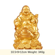 Buddha Stones Laughing Buddha Feng Shui Frog Toad Copper Coins Attract Wealth Resin Statue Home Decoration Decorations BS Golden Buddha Large 10.5*9*12cm