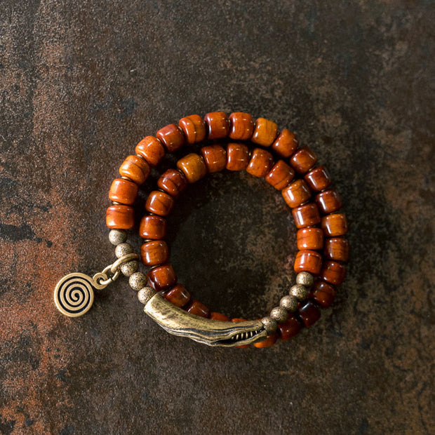 Buddha Stones Yak Bone Copper Double Wrap Balance Bracelet Bracelet BS 1