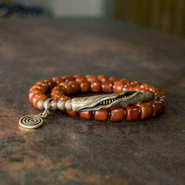 Buddha Stones Yak Bone Copper Double Wrap Balance Bracelet Bracelet BS Yak Bone Copper(Wrist Circumference: 17-17.5cm)