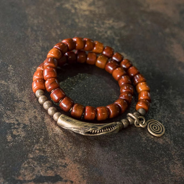 Buddha Stones Yak Bone Copper Double Wrap Balance Bracelet Bracelet BS 2