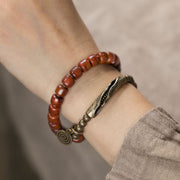 Buddha Stones Yak Bone Copper Double Wrap Balance Bracelet