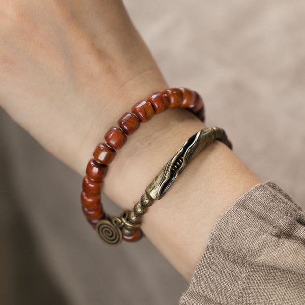 Buddha Stones Yak Bone Copper Double Wrap Balance Bracelet