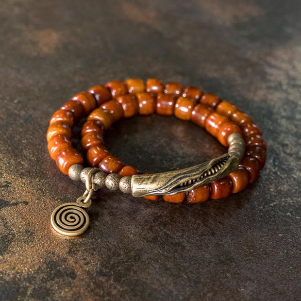 Buddha Stones Yak Bone Copper Double Wrap Balance Bracelet Bracelet BS 3