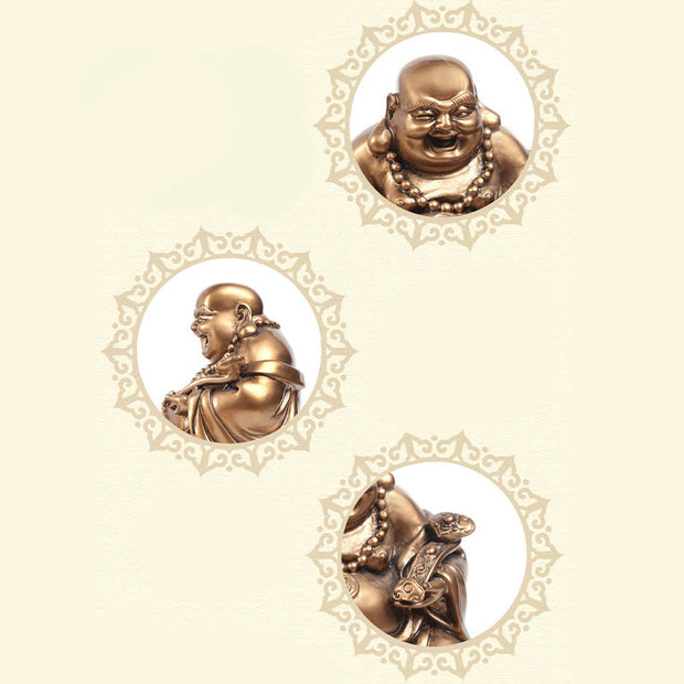 Buddha Stones Laughing Buddha Feng Shui Frog Toad Copper Coins Attract Wealth Resin Statue Home Decoration