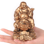 Buddha Stones Laughing Buddha Feng Shui Frog Toad Copper Coins Attract Wealth Resin Statue Home Decoration Decorations BS 17