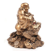 Buddha Stones Laughing Buddha Feng Shui Frog Toad Copper Coins Attract Wealth Resin Statue Home Decoration Decorations BS 16