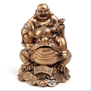 Buddha Stones Laughing Buddha Feng Shui Frog Toad Copper Coins Attract Wealth Resin Statue Home Decoration Decorations BS 18