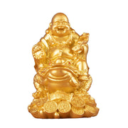 Buddha Stones Laughing Buddha Feng Shui Frog Toad Copper Coins Attract Wealth Resin Statue Home Decoration Decorations BS 8