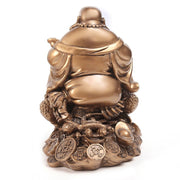 Buddha Stones Laughing Buddha Feng Shui Frog Toad Copper Coins Attract Wealth Resin Statue Home Decoration Decorations BS 15