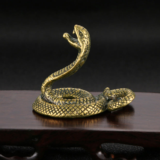 Buddha Stones Mini Small Year of the Snake Bronze Solid Brass Copper Home Decoration Decorations BS Small Snake 4*5cm