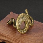 Buddha Stones Mini Small Year of the Snake Bronze Solid Brass Copper Home Decoration