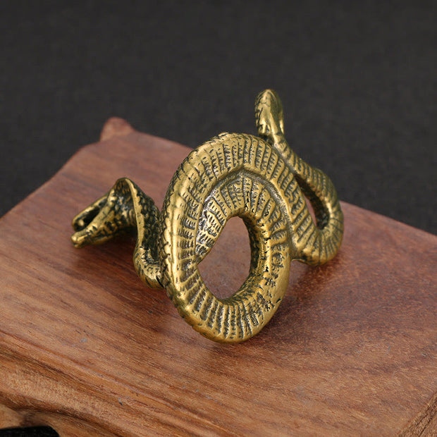 Buddha Stones Mini Small Year of the Snake Bronze Solid Brass Copper Home Decoration Decorations BS 2