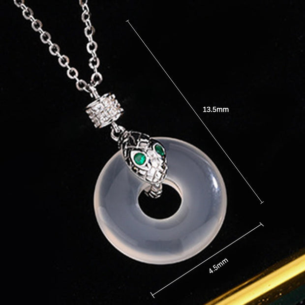 Buddha Stones 999 Sterling Silver Chalcedony Peace Buckle Year Of The Snake Healing Necklace Pendant Necklaces & Pendants BS 4