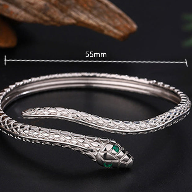 Buddha Stones 999 Sterling Silver Snake Shape Year Of The Snake Blessing Bracelet