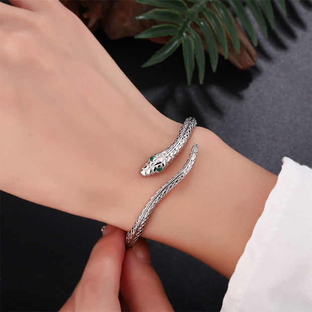 Buddha Stones 999 Sterling Silver Snake Shape Year Of The Snake Blessing Bracelet