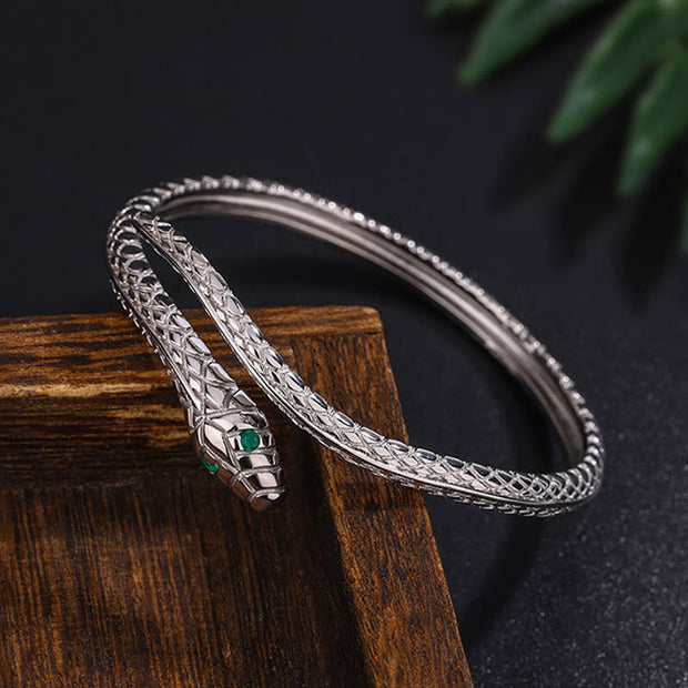 Buddha Stones 999 Sterling Silver Snake Shape Year Of The Snake Blessing Bracelet