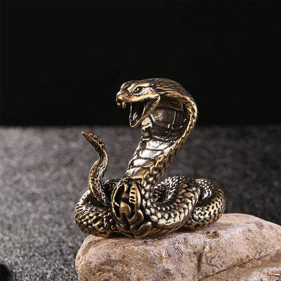 Buddha Stones Mini Small Year of the Snake Cobra Brass Copper Home Decoration Decorations BS Small Snake 4*4cm