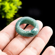 Buddha Stones Natural Jade Year Of The Snake Carving Prosperity Protection Ring Ring BS 2