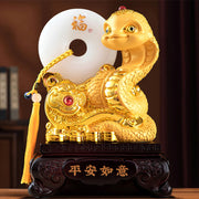 Buddha Stones Year of the Snake Fu Character Peace Buckle Peace and Happiness Resin Home Statue Decoration Decorations BS 8