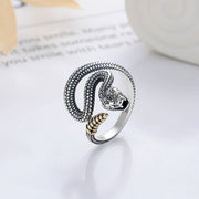 Buddha Stones 925 Sterling Silver Year Of The Snake Clam Adjustable Ring