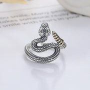 Buddha Stones 925 Sterling Silver Year Of The Snake Clam Adjustable Ring