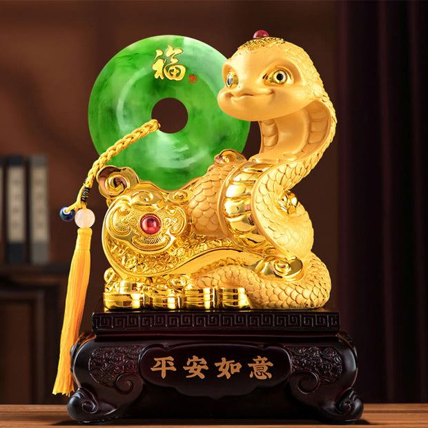 Buddha Stones Year of the Snake Fu Character Peace Buckle Peace and Happiness Resin Home Statue Decoration Decorations BS main