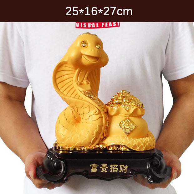 Buddha Stones Year Of The Snake Fu Character Treasure Bowl Ingots Gather Wealth Resin Home Statue Decoration