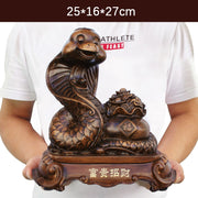 Buddha Stones Year Of The Snake Fu Character Treasure Bowl Ingots Gather Wealth Resin Home Statue Decoration Decorations BS Large Statue Tan 25*16*27cm