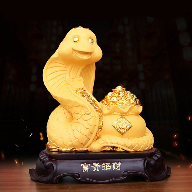 Buddha Stones Year Of The Snake Fu Character Treasure Bowl Ingots Gather Wealth Resin Home Statue Decoration Decorations BS 8