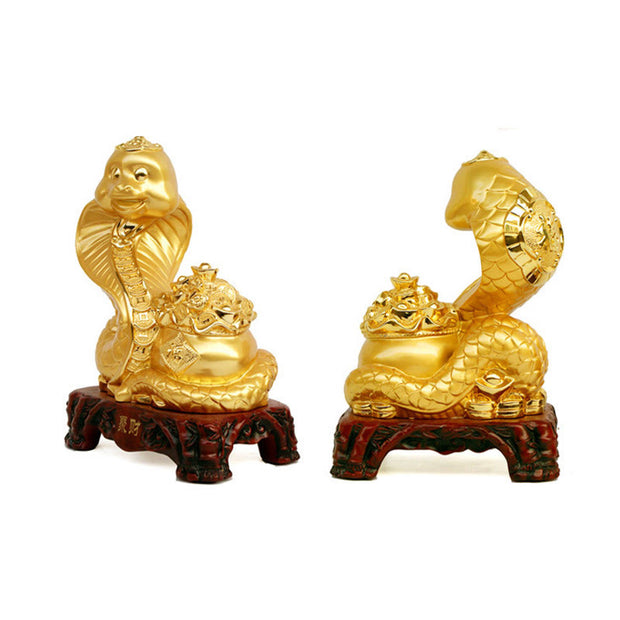 Buddha Stones Year Of The Snake Fu Character Treasure Bowl Ingots Gather Wealth Resin Home Statue Decoration Decorations BS 5