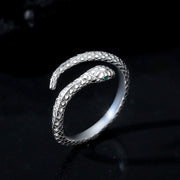 Buddha Stones 999 Sterling Silver Adjustable Snake-shaped Wrap Open Year Of The Snake Clam Ring Ring BS 2