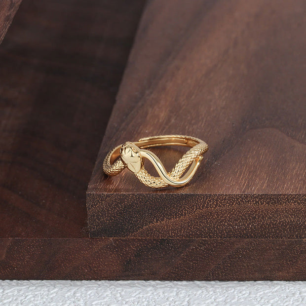 Buddha Stones 925 Sterling Silver Year Of The Snake Calm Ring - Gold Adjustable(Inner Diameter 11mm-19mm) - image 7