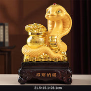 Buddha Stones Year Of The Snake Gold Ingots Treasure Bowl Attract Wealth Resin Statue Home Decoration Decorations BS Treasure Bowl-Resin Base 21.5*15.1*28.1cm