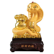 Buddha Stones Year Of The Snake Gold Ingots Treasure Bowl Attract Wealth Resin Statue Home Decoration Decorations BS 9