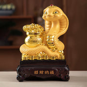 Buddha Stones Year Of The Snake Gold Ingots Treasure Bowl Attract Wealth Resin Statue Home Decoration Decorations BS 8