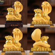 Buddha Stones Year Of The Snake Gold Ingots Treasure Bowl Attract Wealth Resin Statue Home Decoration Decorations BS 3