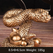 Buddha Stones Year Of The Snake Gold Ingots Copper Coins Wealth Resin Statue Home Decoration Decorations BS Bronze Ingot Snake 8.5*8*6.5cm