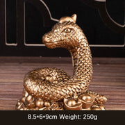 Buddha Stones Year Of The Snake Gold Ingots Copper Coins Wealth Resin Statue Home Decoration Decorations BS Bronze Ingot Snake 8.5*6*9cm